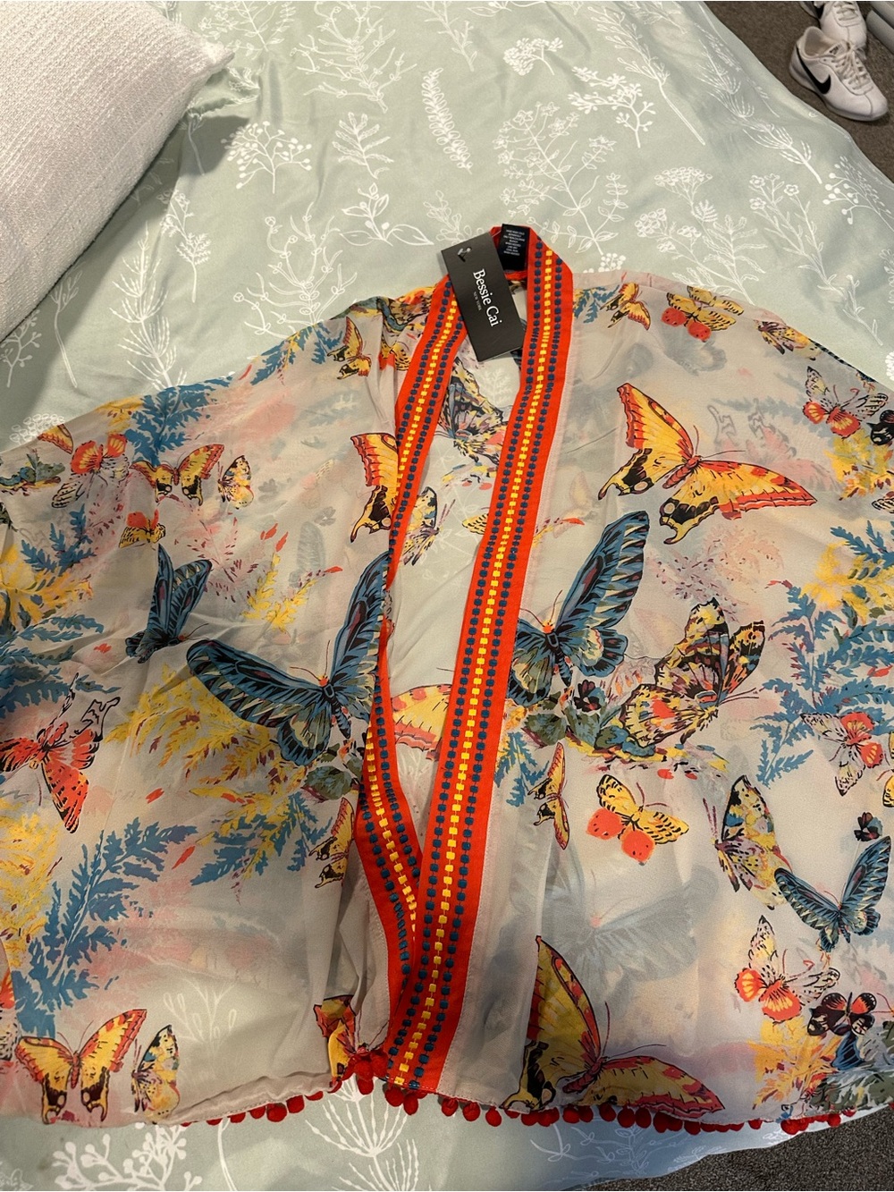 Sheer Butterfly Kimono - Multicolor